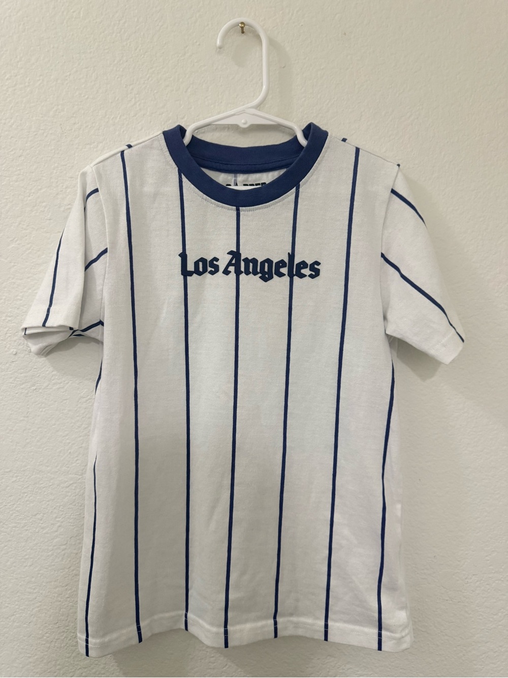 Kids White and Navy 'Los Angeles' Stripe Tee